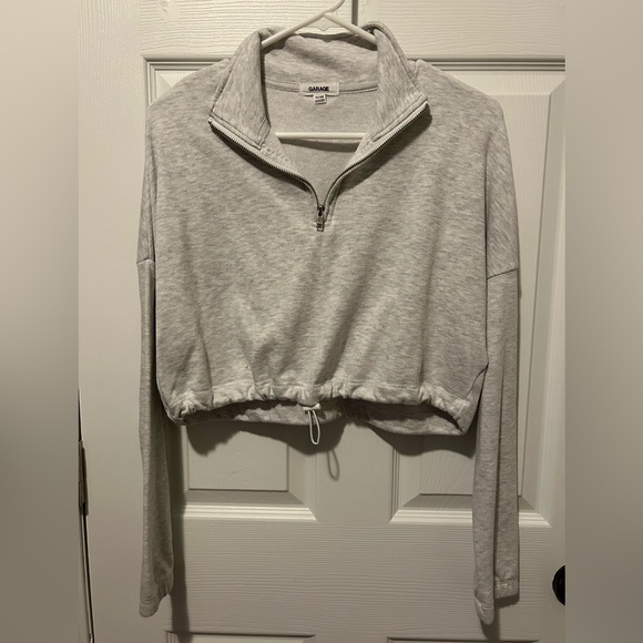 Funnel neck half zip crop top - Picture 1 of 2